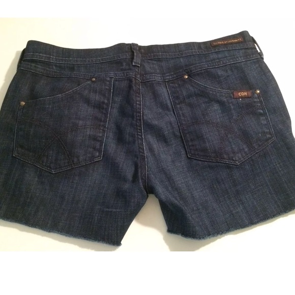 CITIZENS OF HUMANITY Cut Off Denim Jean Shorts Dark Blue Wash Mid Rise - Picture 1 of 6